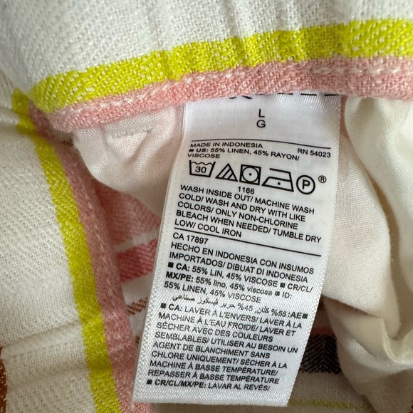 Old Navy Stripped Wide Leg Drawstring Linen Pant. Size L. Multi Color - Picture 7 of 9